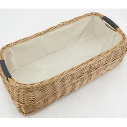 Corbeille rectangulaire en osier buff et coton