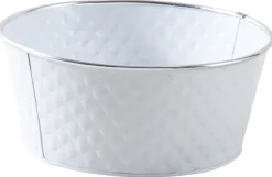 Corbeille ronde en métal laqué blanc