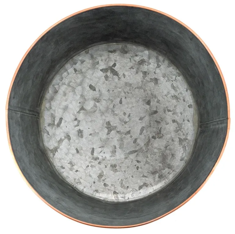 Corbeille ronde en métal patiné gris Hortensia