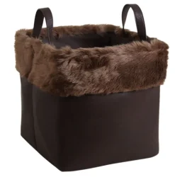 Corbeilles de rangement carrées avec fourrure synthétique (Lot de 3)