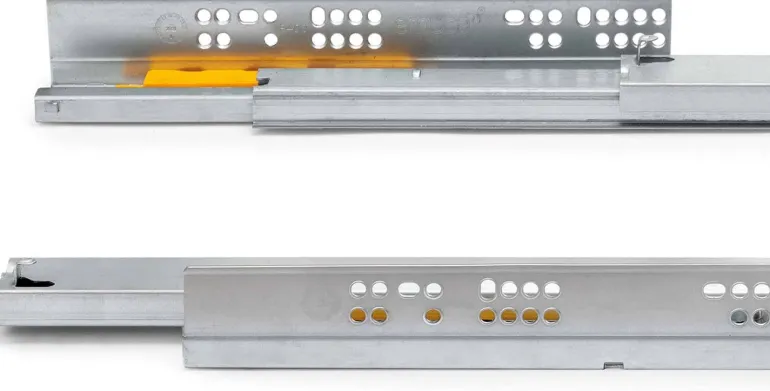 Coulisses invisibles pour tiroirs à sortie totale avec systéme push Silver (Pour tiroirs de 40 cm de profondeur)