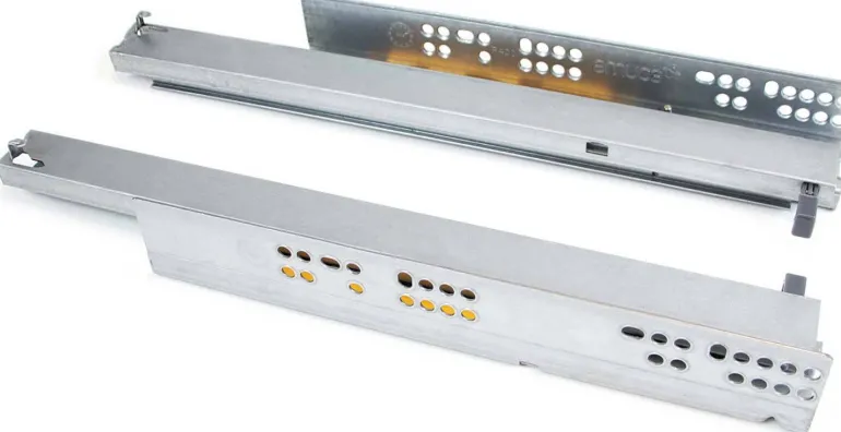 Coulisses invisibles pour tiroirs à sortie totale avec systéme push Silver (Pour tiroirs de 40 cm de profondeur)