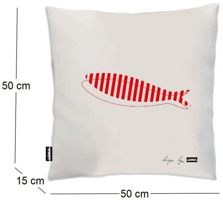 Coussin 100% coton 50 cm Poisson (Poisson rouge)
