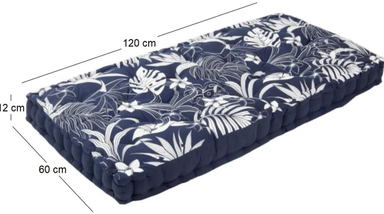 Coussin de palette en coton imprimé 120 x 60 cm (Imprimé Latina)