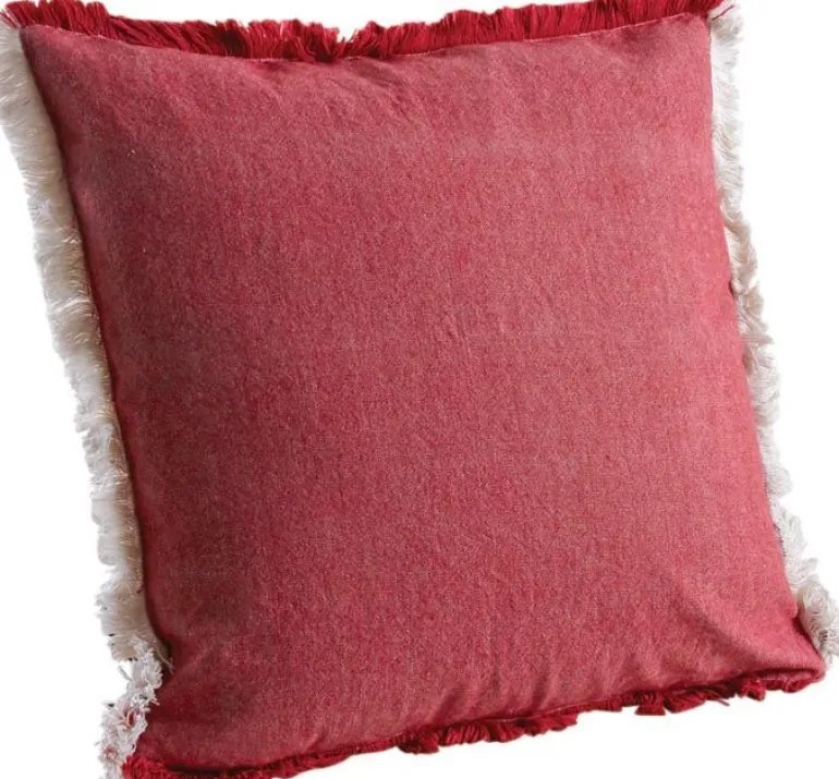 Coussin en coton avec franges (Rouge)