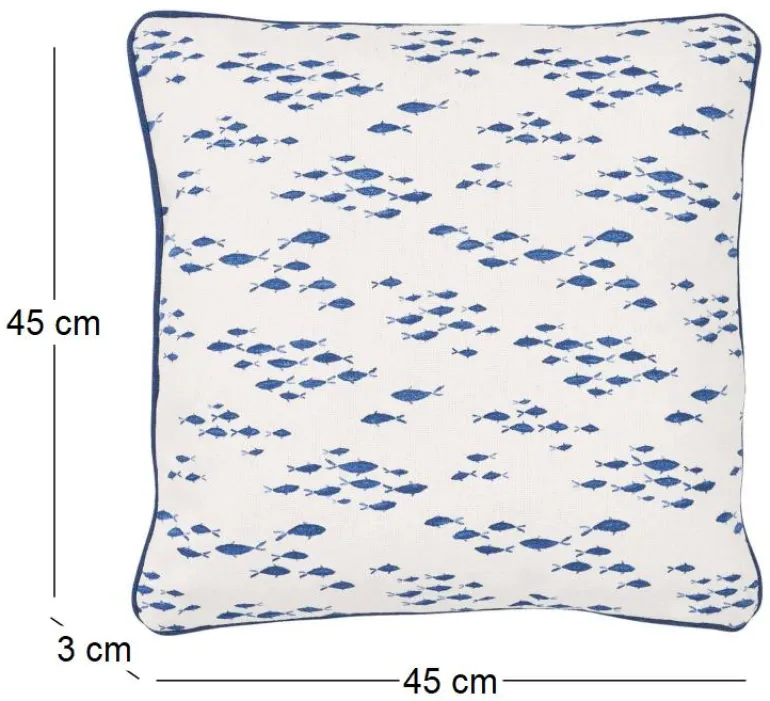 Coussin en coton Sea 45 x 45 cm (Banc de poissons)
