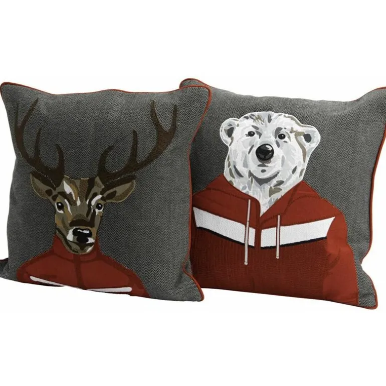 Coussin en coton Ski funny (Ours)