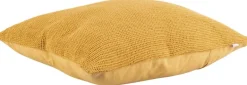 Coussin en coton velours côtelé Lines (Jaune moutarde)