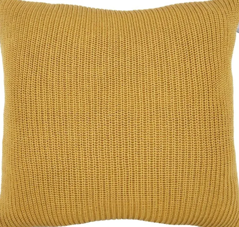 Coussin en coton velours côtelé Lines (Jaune moutarde)