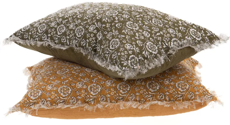 Coussin en lin à motifs Capucine 40 x 60 cm (Jaune)