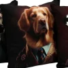 Coussin en polyester imprimé animaux 45 x 45 cm (Lot de 3) (Imprimé chiens)