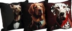 Coussin en polyester imprimé animaux 45 x 45 cm (Lot de 3) (Imprimé chiens)