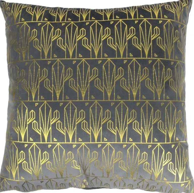 Coussin en velours imprimé Gold déhoussable 40 cm (Gris)