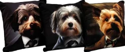 Coussin imprimé chiens Fluffy 45 x 45 cm (Lot de 3)