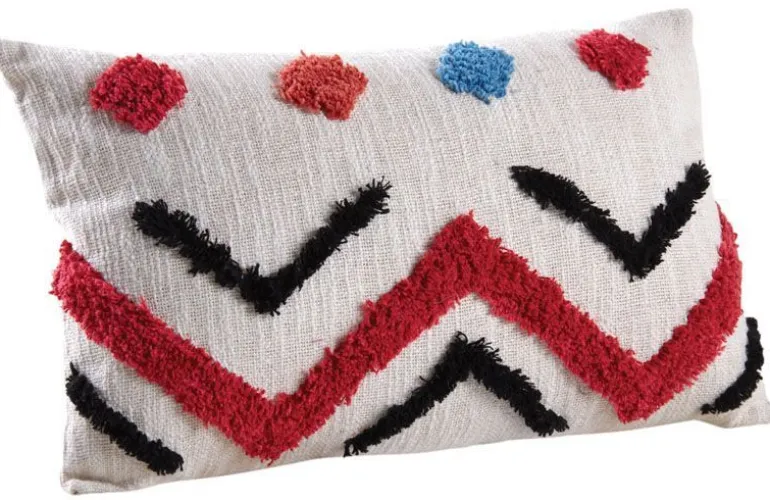 Coussin rectangulaire en coton tufté