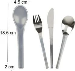 Couverts à emporter tout en un acier inoxydable (Etui gris)