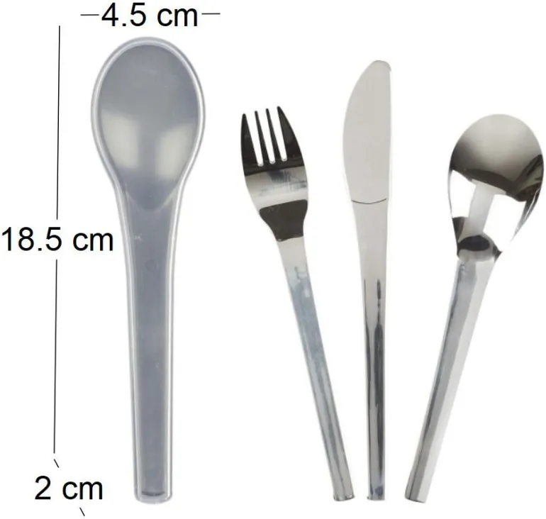 Couverts à emporter tout en un acier inoxydable (Etui gris)