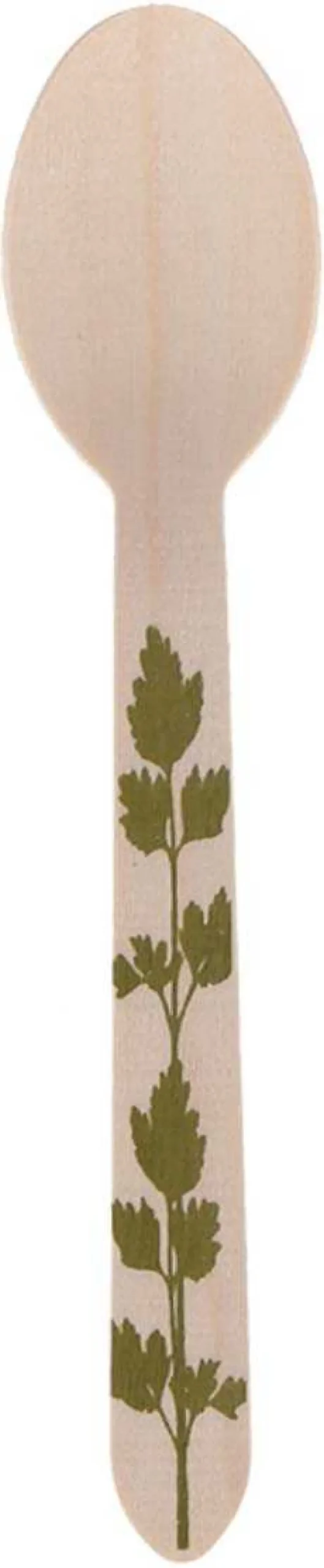 Couverts en bois 100% compostable Herbe (Cuillères à soupe Lot de 20)