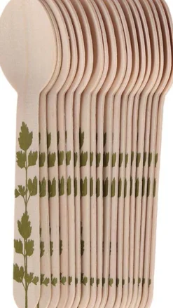 Couverts en bois 100% compostable Herbe (Cuillères à soupe Lot de 20)