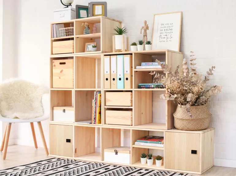 Cube de rangement en pin massif Dinamic (Tablette intermédiaire)