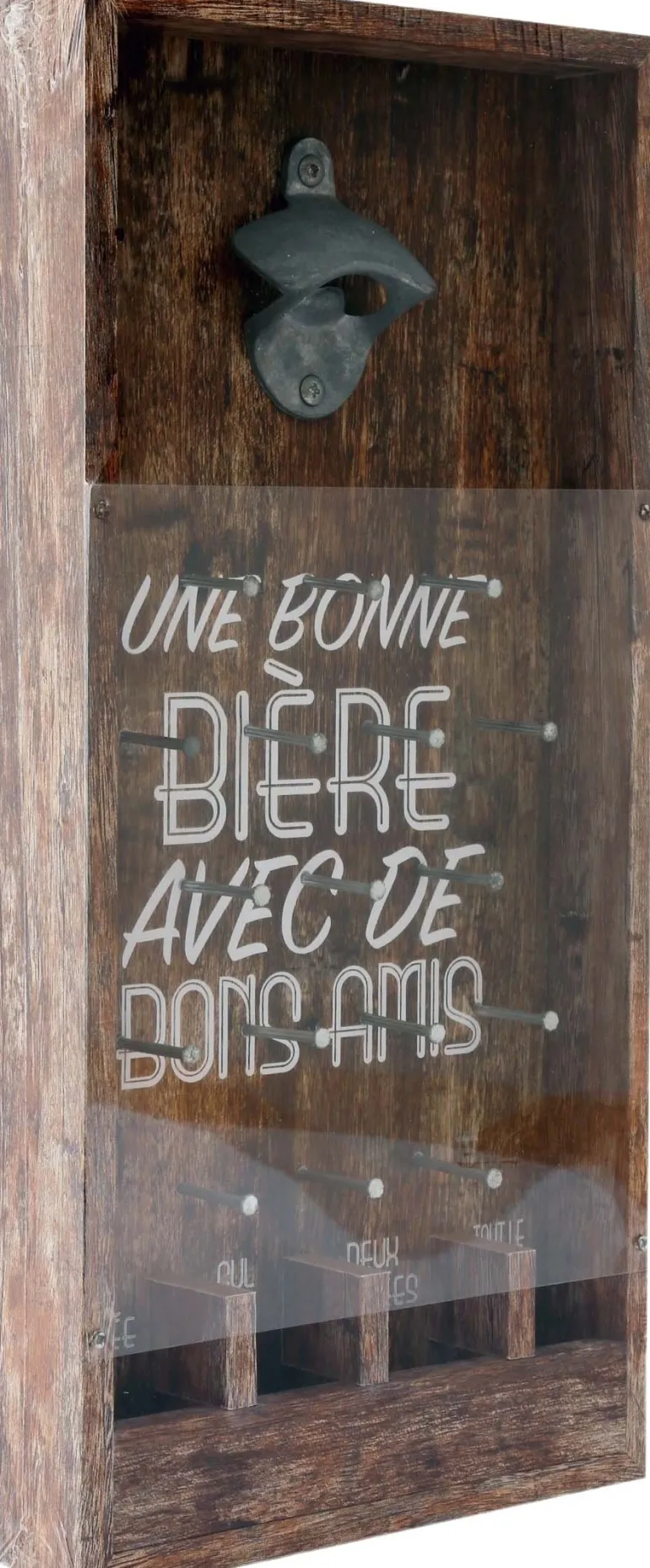Décapsuleur en MDF et fer 19 x 40 cm