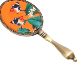 Décoration en métal et verre Oiseau du paradis 20 x 7 cm (Orange)