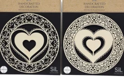 Décoration murale Coeur en bois sculpté (Lot de 2)
