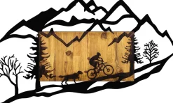 Décoration murale en bois et métal Walnut (Cycliste)