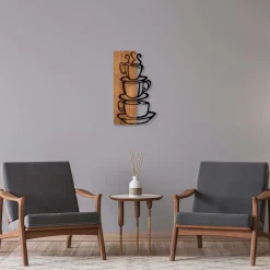 Décoration murale en bois et métal Walnut (Tasses)