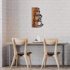 Décoration murale en bois et métal Walnut (Tasses)