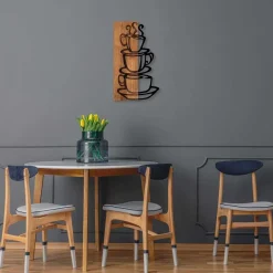 Décoration murale en bois et métal Walnut (Tasses)