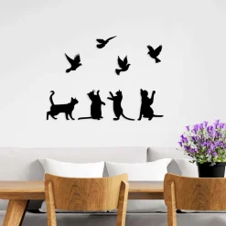 Décoration murale en métal Animal (Chats et oiseaux)