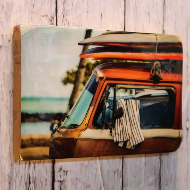 Décoration murale ou à poser en bois émaillé Surf