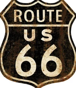 Décoration murale Route US 66 en métal 30 x 35 cm