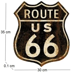 Décoration murale Route US 66 en métal 30 x 35 cm