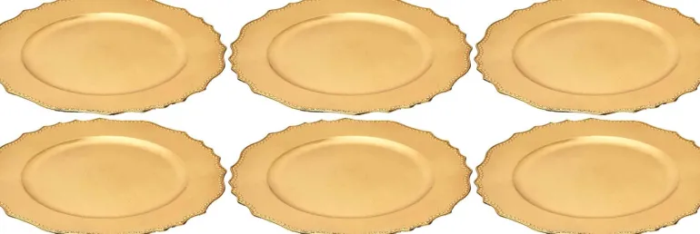 Dessous d'assiette en plastique doré Royal (Lot de 6)