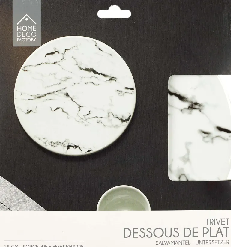 Dessous de plat en porcelaine effet marbre 18 cm