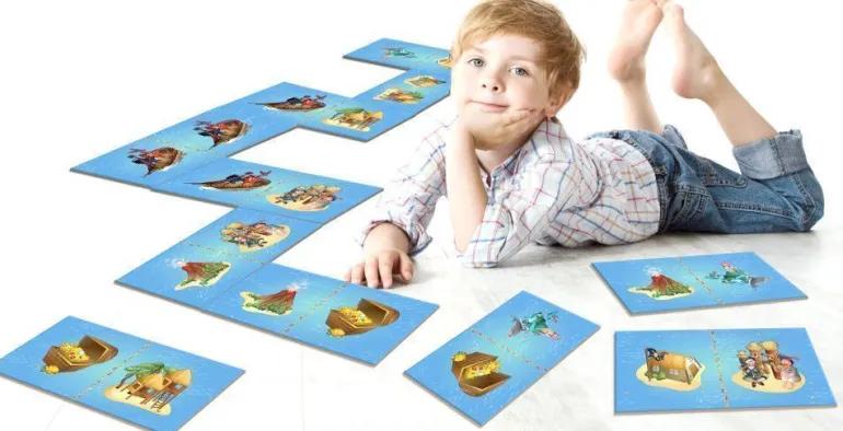 Dominos géants 28 pièces avec sac de rangement (Bleu - Pirates)