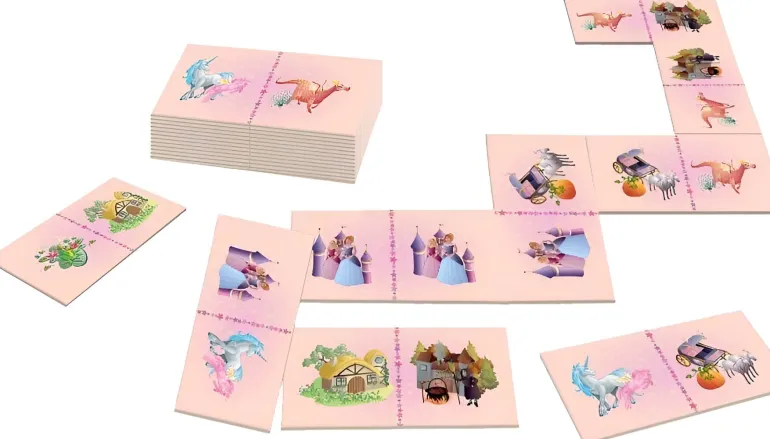 Dominos géants 28 pièces avec sac de rangement (Rose - Princesse)