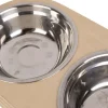 Double gamelle chien et chat bois naturel (Taille 2)