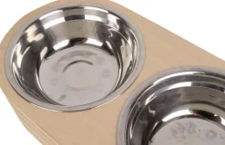 Double gamelle chien et chat bois naturel (Taille 2)