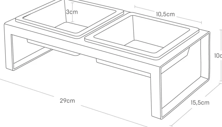 Double gamelle design surélevée pour chat Tower (Blanc)