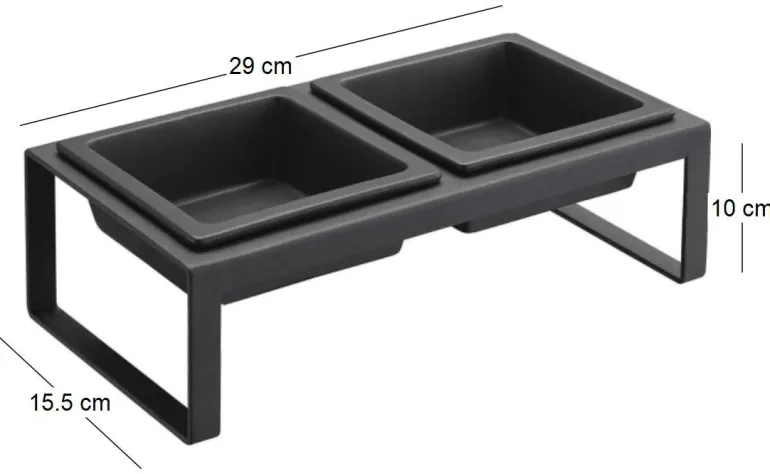Double gamelle design surélevée pour chat Tower (Noir)