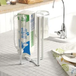 Egouttoir à bouteilles en métal Stand (Blanc)