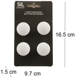 Ensemble de 4 boutons de meuble en alu (Blanc)