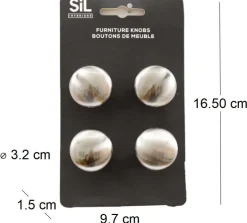 Ensemble de 4 boutons de meuble en alu (Argenté)
