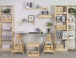 Etagère d'angle en pin brut Gala (4 tablettes)