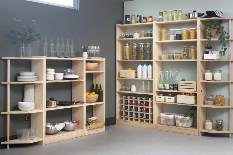 Etagère d'angle en pin brut Gala (4 tablettes)