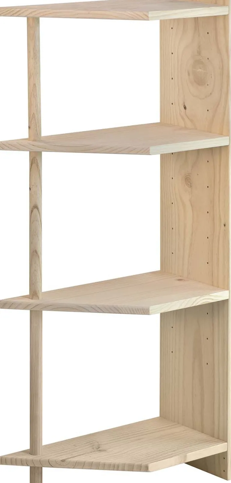Etagère d'angle en pin brut Gala (4 tablettes)