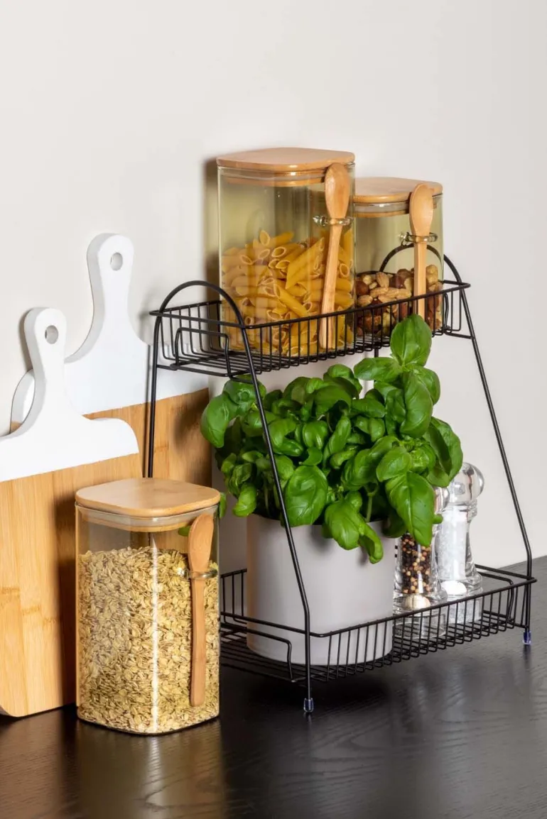 Etagère de cuisine en métal Tidy 30 x 20 x 34.5 cm (Noir mat)
